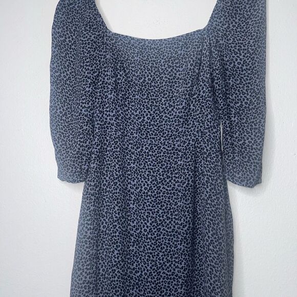 Abercrombie & Fitch leopard print 3/4 Sleeve Squareneck Smocked Dress Size Small - Picture 9 of 12